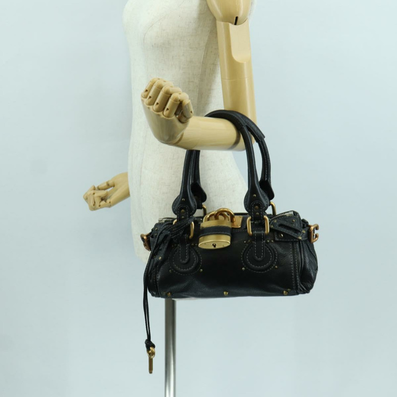 【日本直送】Chloe Mini Paddington 手提包，黑色金色銀色真皮款，正品 am10897SAV-23