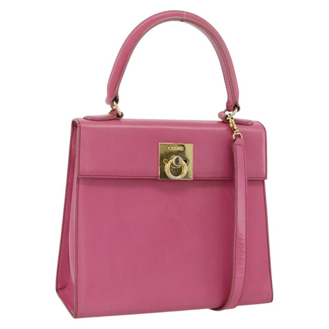 CELINE 手提包 皮革 兩用 粉金配色 正品 ARZ310V