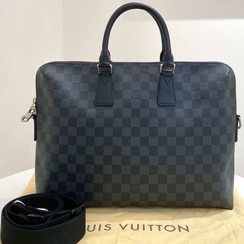 99新Louis Vuitton路易威登Damier Graphite棋盤格公文包  尺寸：36-0