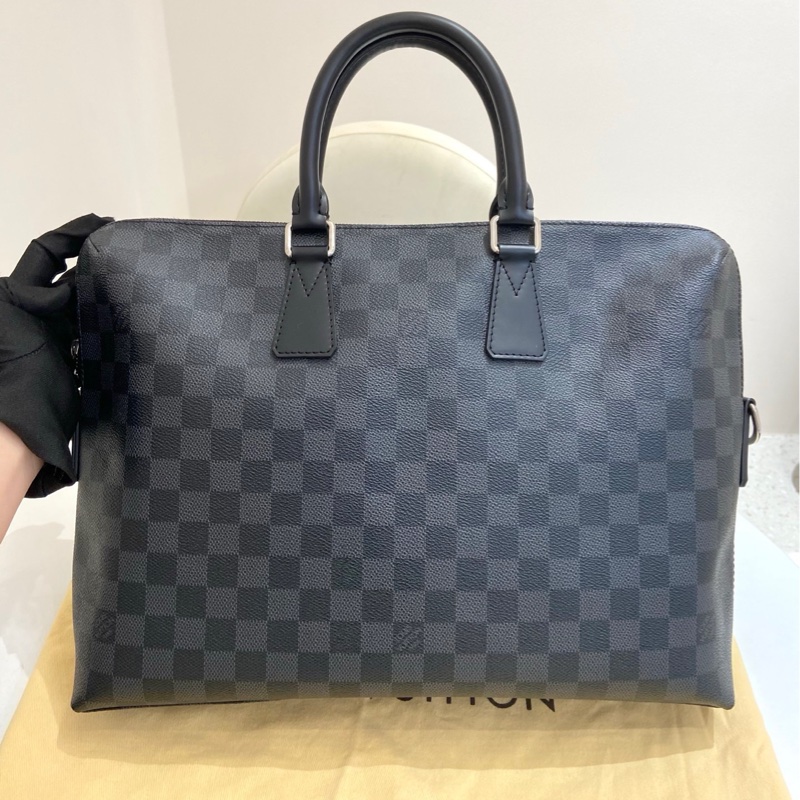 99新Louis Vuitton路易威登Damier Graphite棋盤格公文包  尺寸：36-1