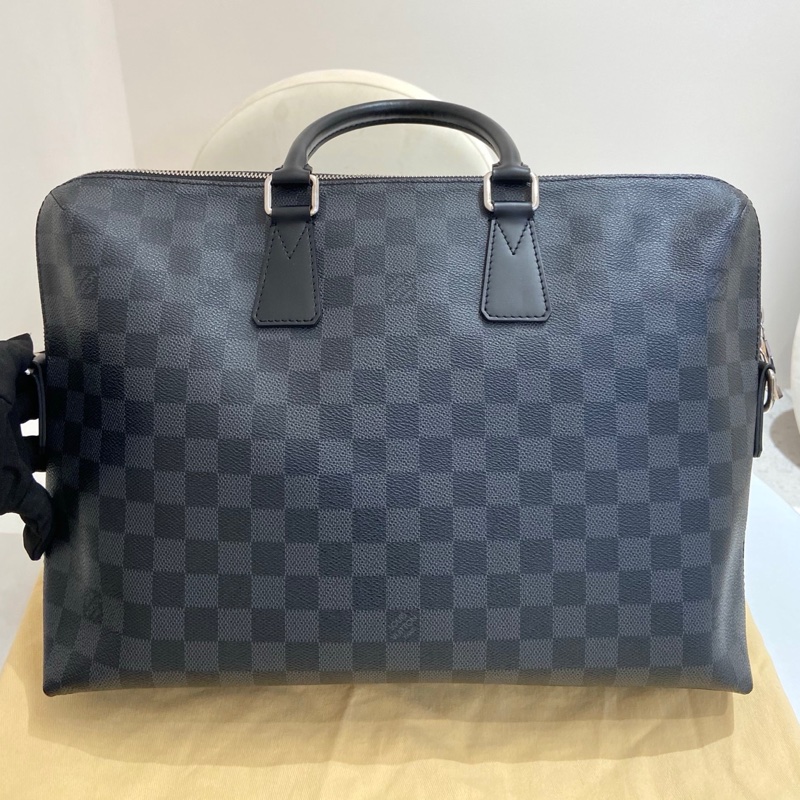 99新Louis Vuitton路易威登Damier Graphite棋盤格公文包  尺寸：36-2