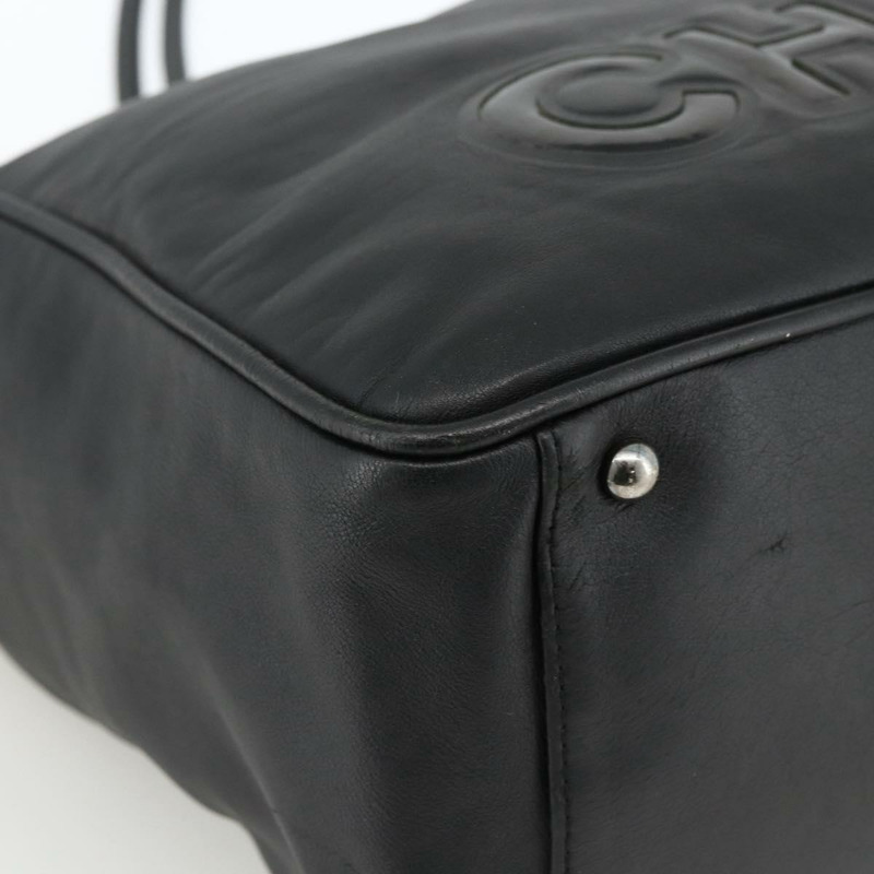 【日本直送】香奈兒山茶花托特包，羊皮材質，黑色銀色雙C標誌，正品 ARZ388A-15