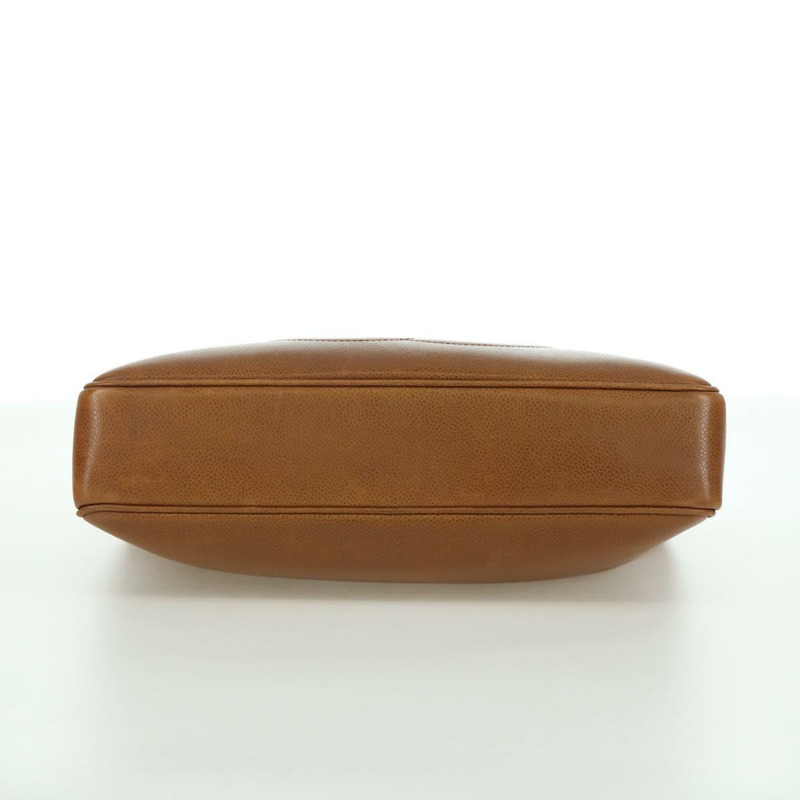 【日本直送】香奈兒魚子醬牛皮棕色金色雙C標誌手提包 Auth bs33755A-4