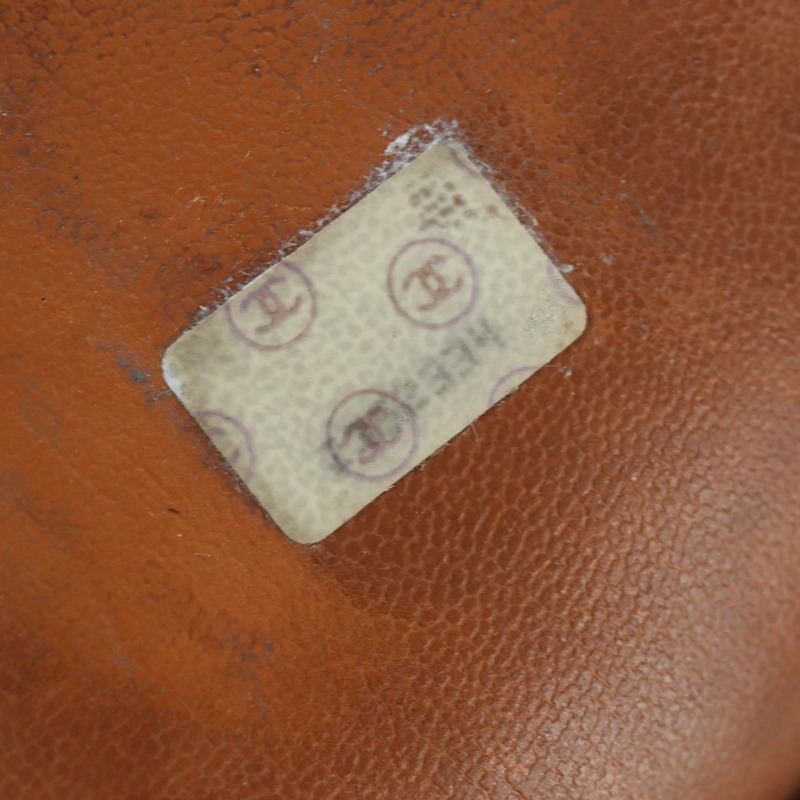 【日本直送】香奈兒魚子醬牛皮棕色金色雙C標誌手提包 Auth bs33755A-11