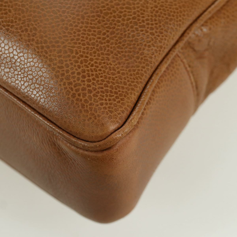 【日本直送】香奈兒魚子醬牛皮棕色金色雙C標誌手提包 Auth bs33755A-16