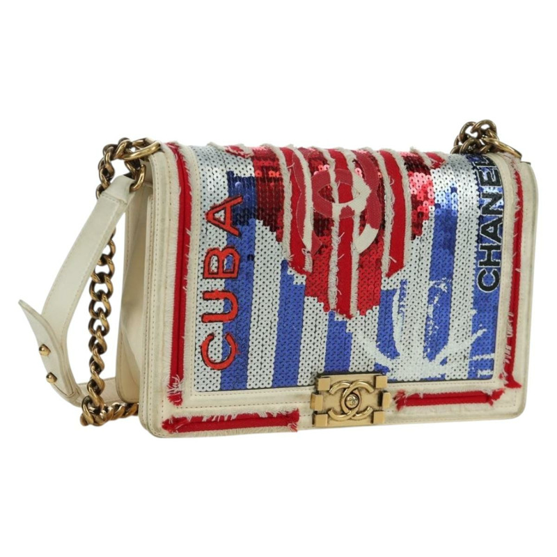 【日本直送】香奈兒 Boy Chanel 28 古巴鏈條亮片包，金色雙C標誌皮革款，正品編號 173370SAM-0