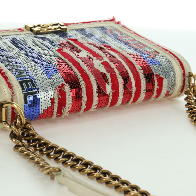 【日本直送】香奈兒 Boy Chanel 28 古巴鏈條亮片包，金色雙C標誌皮革款，正品編號 173370SAM-5