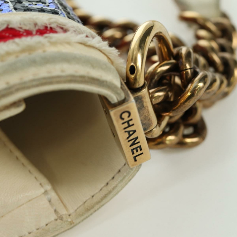 【日本直送】香奈兒 Boy Chanel 28 古巴鏈條亮片包，金色雙C標誌皮革款，正品編號 173370SAM-21