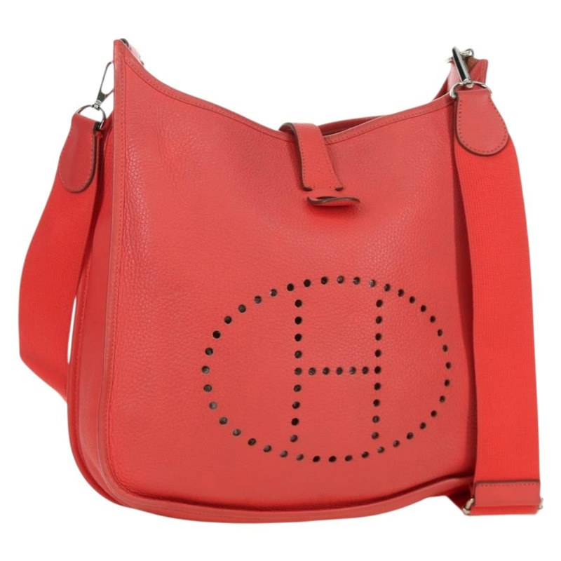 【日本直送】愛馬仕 Evelyn GM 單肩背包，粉紅色銀色皮革，正品 bs33716V-0