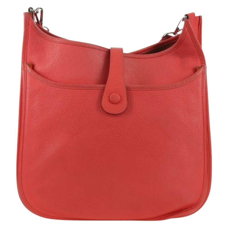 【日本直送】愛馬仕 Evelyn GM 單肩背包，粉紅色銀色皮革，正品 bs33716V-1