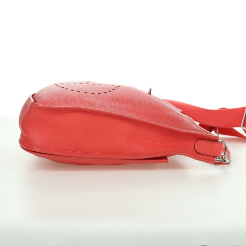 【日本直送】愛馬仕 Evelyn GM 單肩背包，粉紅色銀色皮革，正品 bs33716V-3