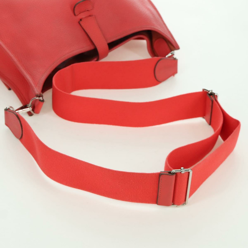 【日本直送】愛馬仕 Evelyn GM 單肩背包，粉紅色銀色皮革，正品 bs33716V-6