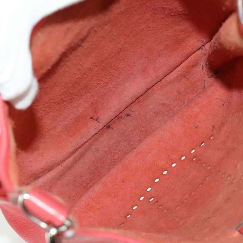 【日本直送】愛馬仕 Evelyn GM 單肩背包，粉紅色銀色皮革，正品 bs33716V-8