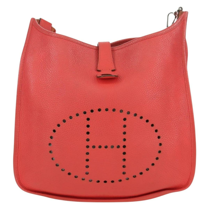 【日本直送】愛馬仕 Evelyn GM 單肩背包，粉紅色銀色皮革，正品 bs33716V-12