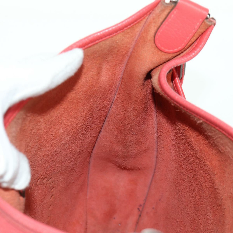 【日本直送】愛馬仕 Evelyn GM 單肩背包，粉紅色銀色皮革，正品 bs33716V-23