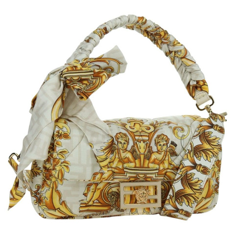 FENDI Zucca 帆布 Fenderche VERSACE Mamma Baguette 包款白色正品 173367SAM