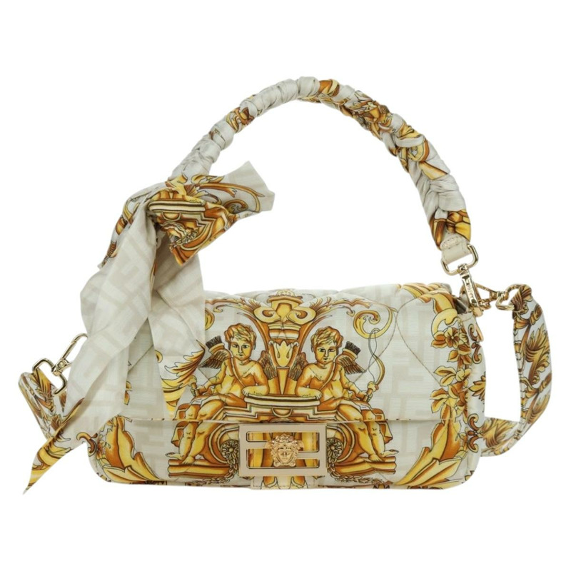 【日本直送】FENDI Zucca 帆布 Fenderche VERSACE Mamma Baguette 包款白色正品 173367SAM-12