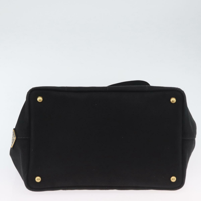 【日本直送】PRADA Canapa GM 手提包 牛仔布 2way 黑色金色 正品 BSZ264-4
