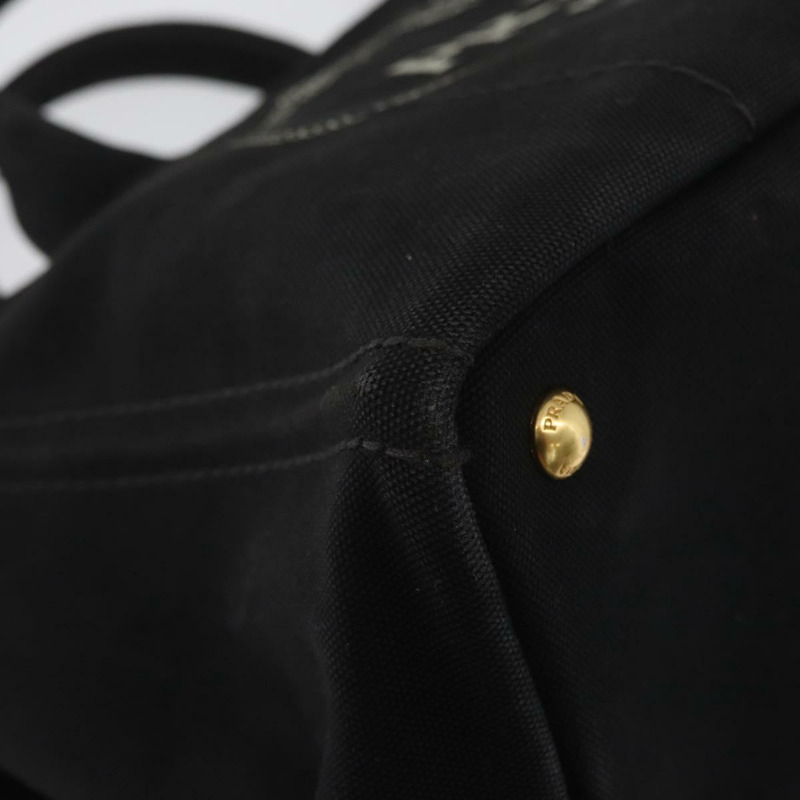 【日本直送】PRADA Canapa GM 手提包 牛仔布 2way 黑色金色 正品 BSZ264-8