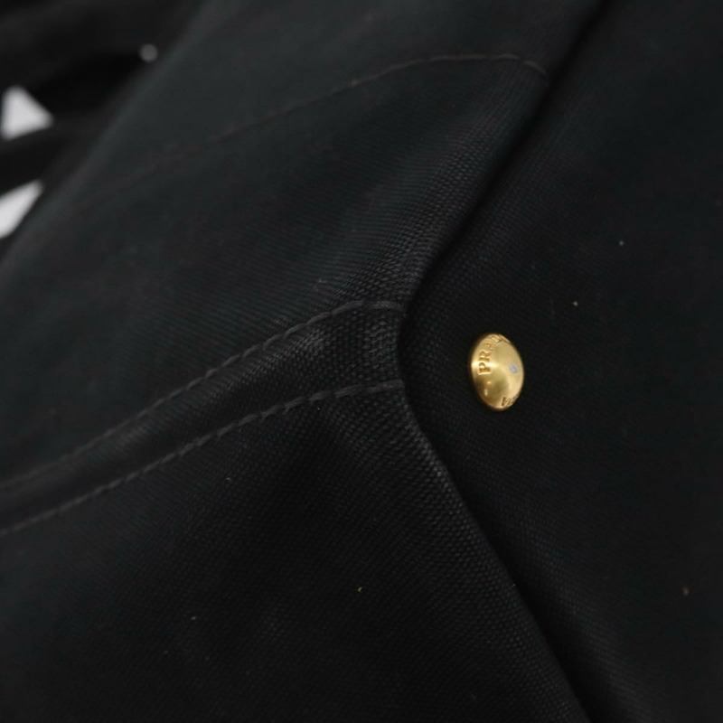 【日本直送】PRADA Canapa GM 手提包 牛仔布 2way 黑色金色 正品 BSZ264-16