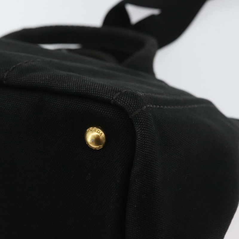 【日本直送】PRADA Canapa GM 手提包 牛仔布 2way 黑色金色 正品 BSZ264-17