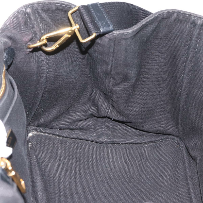 【日本直送】PRADA Canapa GM 手提包 牛仔布 2way 黑色金色 正品 BSZ264-20