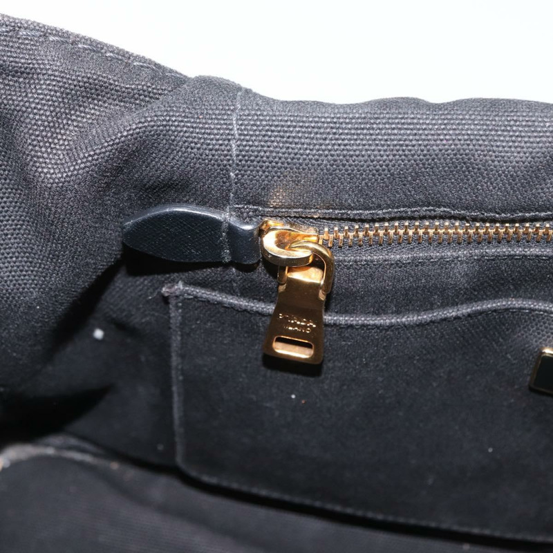 【日本直送】PRADA Canapa GM 手提包 牛仔布 2way 黑色金色 正品 BSZ264-22