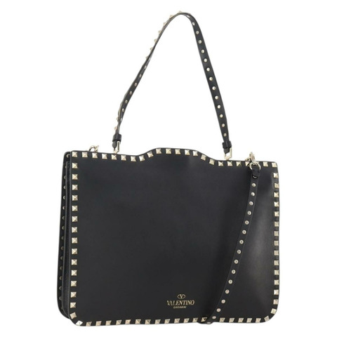 華倫天奴 (VALENTINO) 鉚釘單肩包 黑色金色皮革 正品 BA11213A