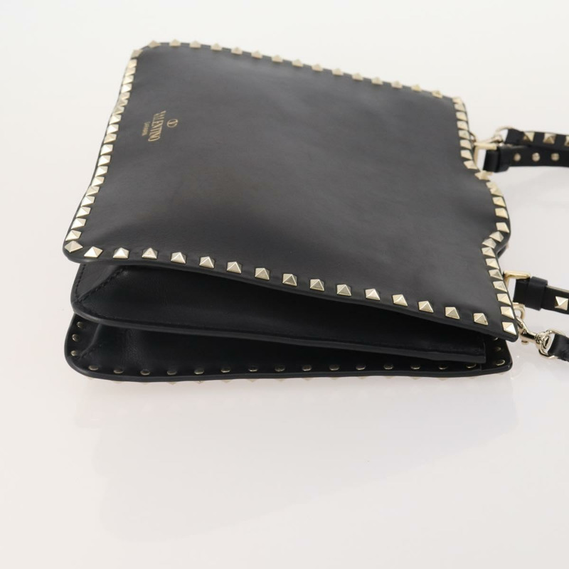 【日本直送】華倫天奴 (VALENTINO) 鉚釘單肩包 黑色金色皮革 正品 BA11213A-2