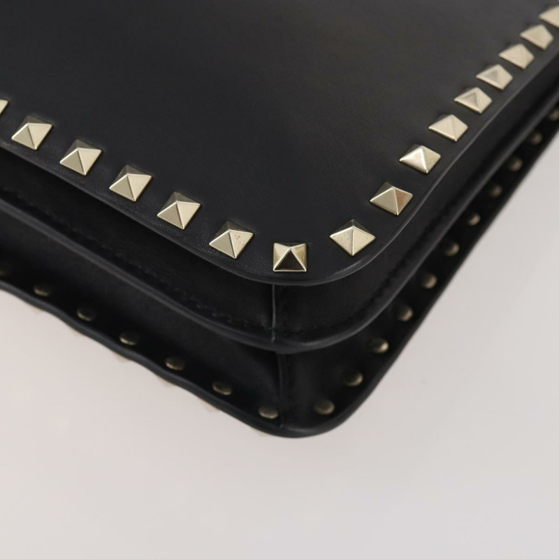 【日本直送】華倫天奴 (VALENTINO) 鉚釘單肩包 黑色金色皮革 正品 BA11213A-8