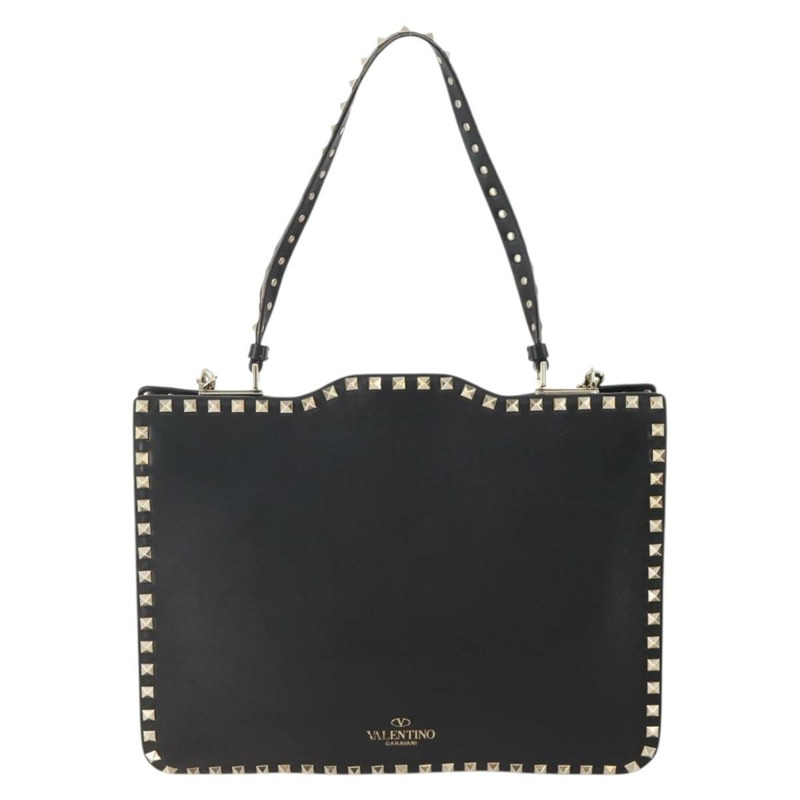【日本直送】華倫天奴 (VALENTINO) 鉚釘單肩包 黑色金色皮革 正品 BA11213A-12