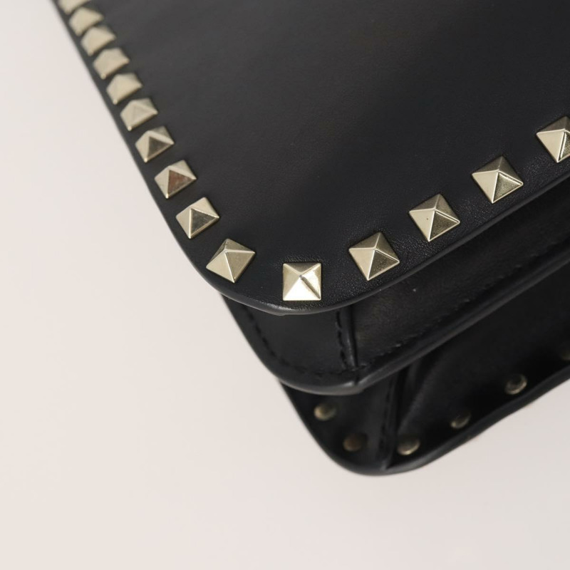 【日本直送】華倫天奴 (VALENTINO) 鉚釘單肩包 黑色金色皮革 正品 BA11213A-15
