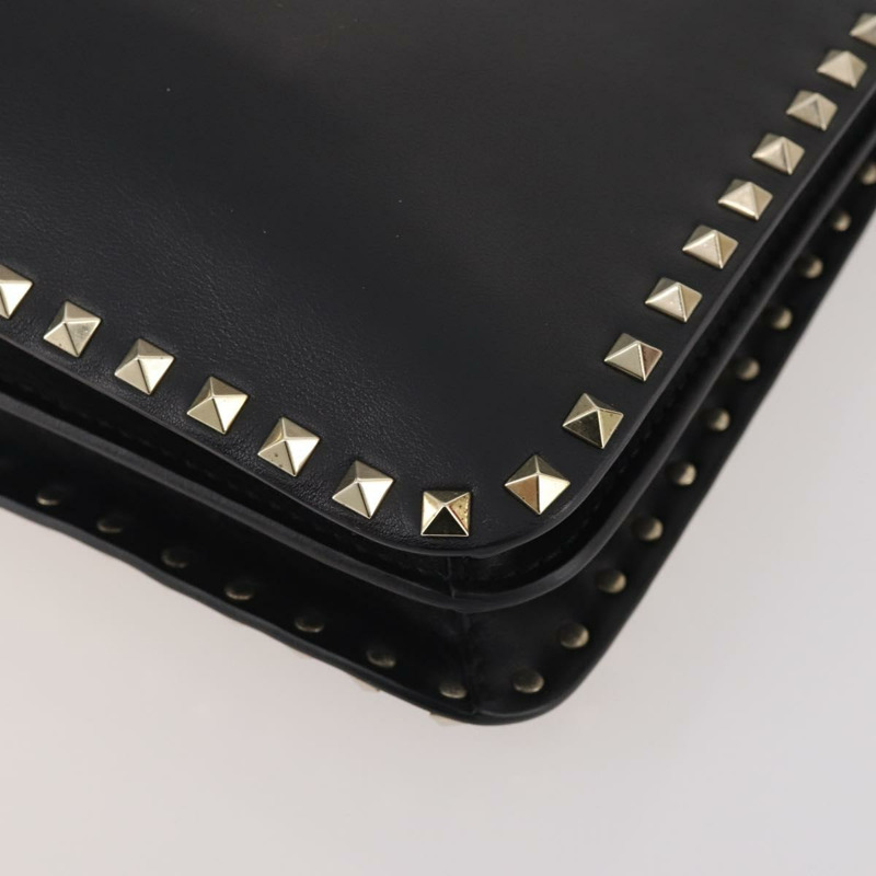 【日本直送】華倫天奴 (VALENTINO) 鉚釘單肩包 黑色金色皮革 正品 BA11213A-16