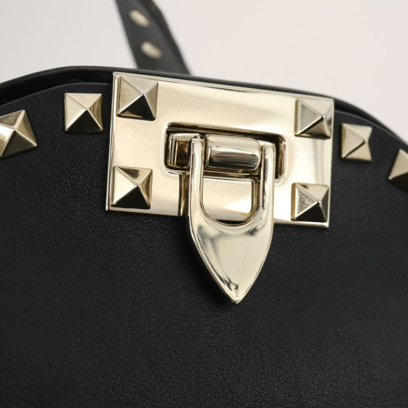 【日本直送】華倫天奴 (VALENTINO) 鉚釘單肩包 黑色金色皮革 正品 BA11213A-19