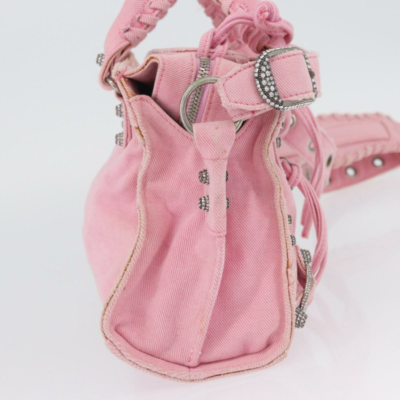 【日本直送】BALENCIAGA Neo Kagol 手提包 牛仔褲 2way 粉紅色銀色 Auth ka3034V-3