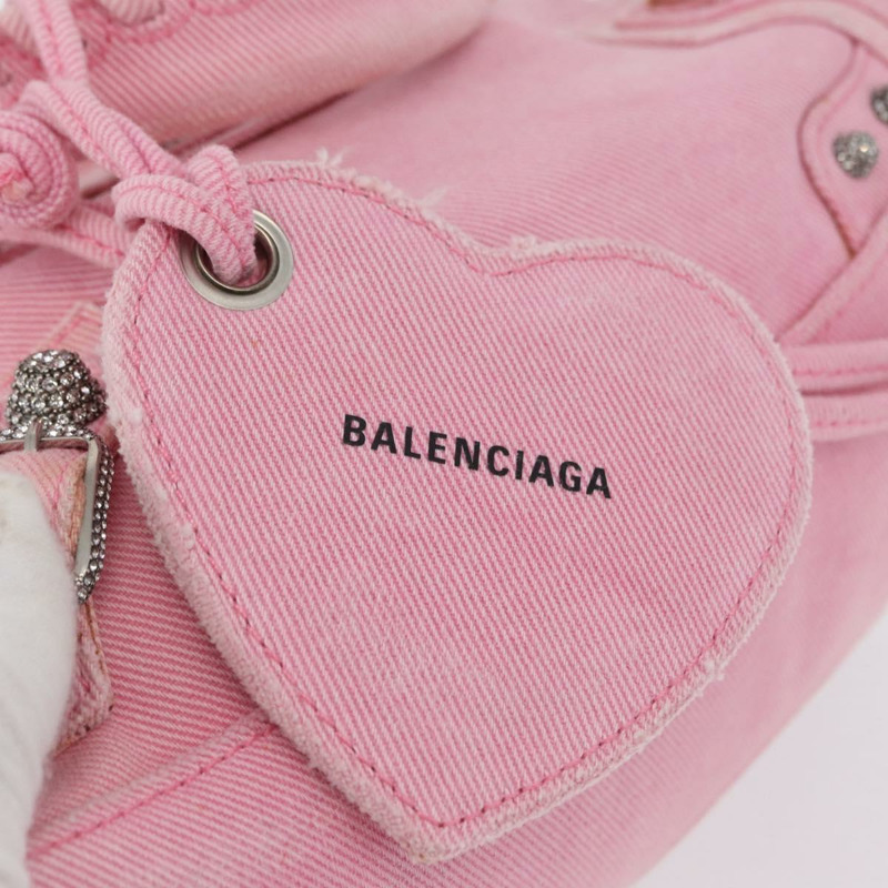 【日本直送】BALENCIAGA Neo Kagol 手提包 牛仔褲 2way 粉紅色銀色 Auth ka3034V-23