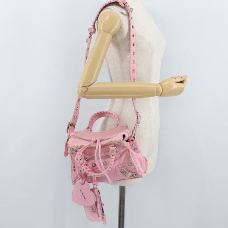 【日本直送】BALENCIAGA Neo Kagol 手提包 牛仔褲 2way 粉紅色銀色 Auth ka3034V-33