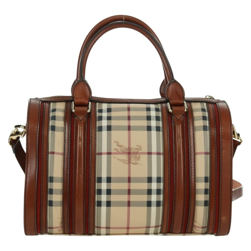 【日本直送】BURBERRY Nova 格紋手提包 PVC 兩用 米色 金色 正品 BSZ313V-1