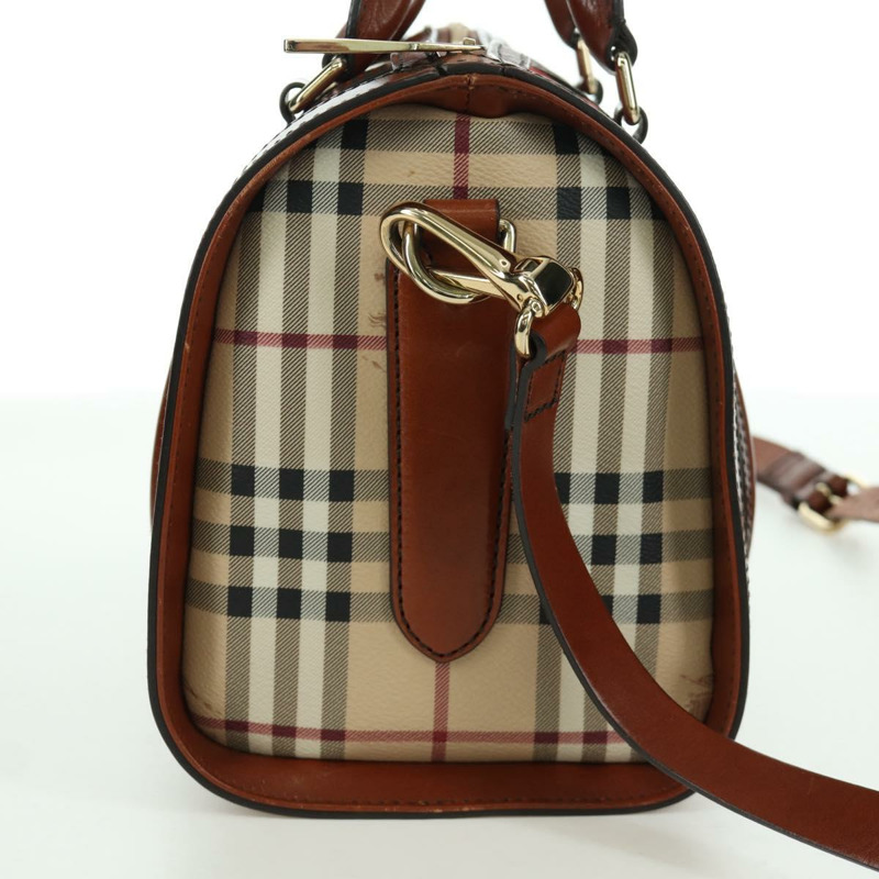【日本直送】BURBERRY Nova 格紋手提包 PVC 兩用 米色 金色 正品 BSZ313V-3