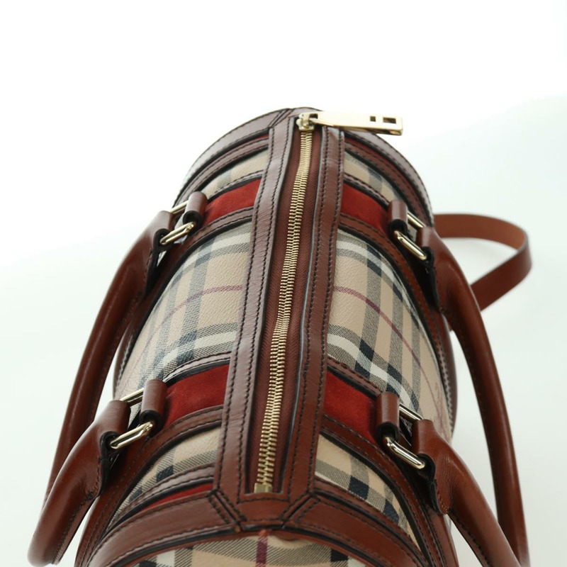 【日本直送】BURBERRY Nova 格紋手提包 PVC 兩用 米色 金色 正品 BSZ313V-5