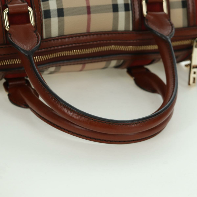 【日本直送】BURBERRY Nova 格紋手提包 PVC 兩用 米色 金色 正品 BSZ313V-6
