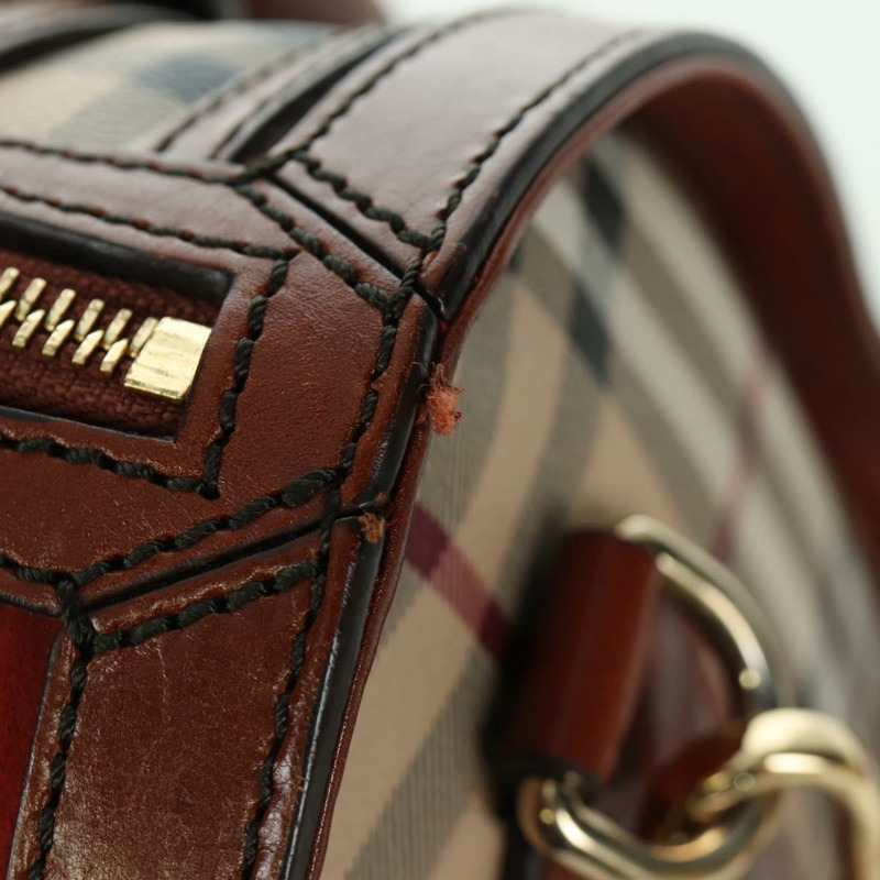 【日本直送】BURBERRY Nova 格紋手提包 PVC 兩用 米色 金色 正品 BSZ313V-8