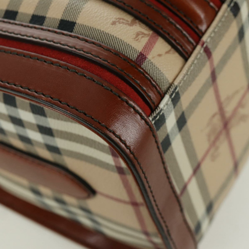 【日本直送】BURBERRY Nova 格紋手提包 PVC 兩用 米色 金色 正品 BSZ313V-15