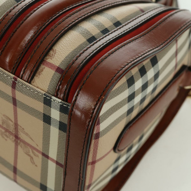 【日本直送】BURBERRY Nova 格紋手提包 PVC 兩用 米色 金色 正品 BSZ313V-16