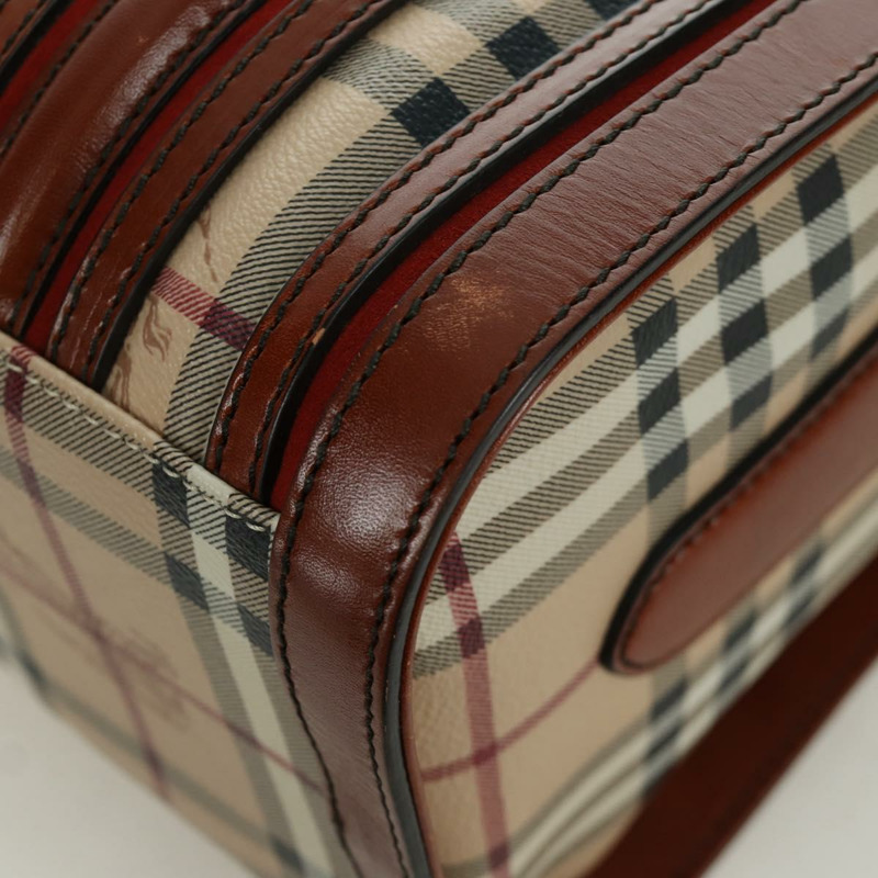 【日本直送】BURBERRY Nova 格紋手提包 PVC 兩用 米色 金色 正品 BSZ313V-18