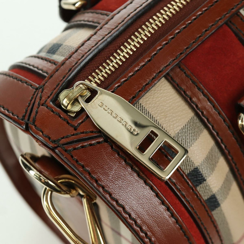 【日本直送】BURBERRY Nova 格紋手提包 PVC 兩用 米色 金色 正品 BSZ313V-19