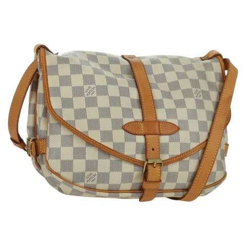 路易威登 Damier Azur Saumur 30 肩背包 SPO N48202 LV Auth ARZ546V