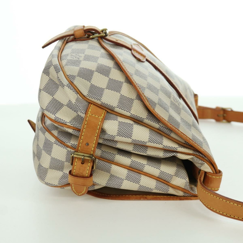 【日本直送】路易威登 Damier Azur Saumur 30 肩背包 SPO N48202 LV Auth ARZ546V-3