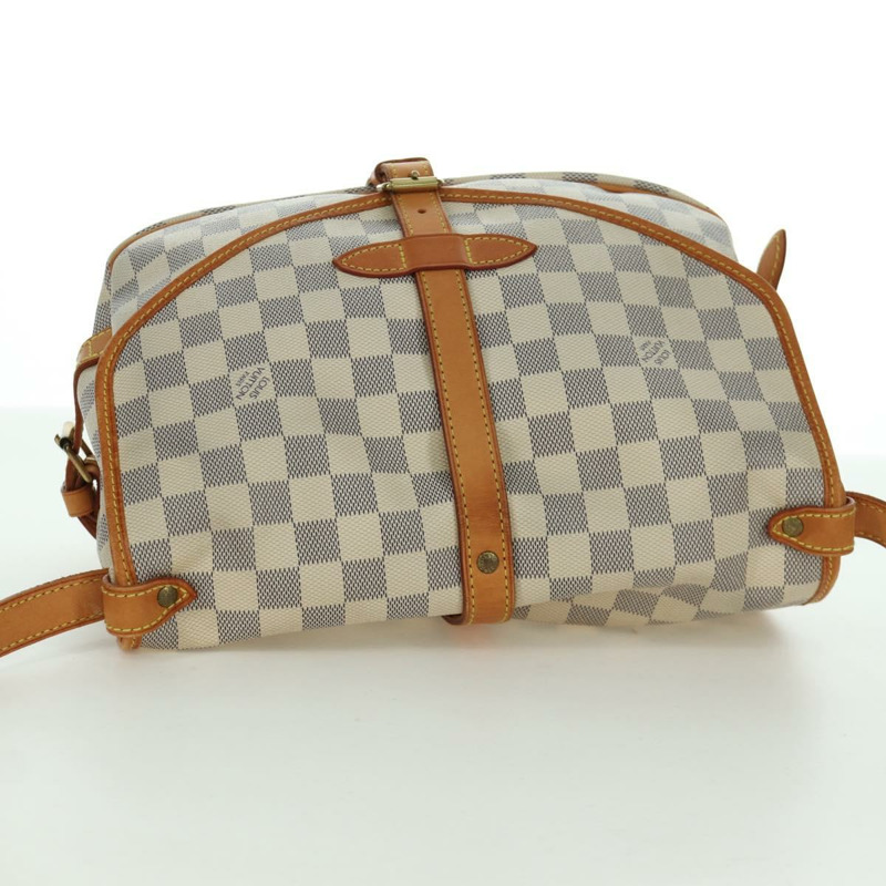 【日本直送】路易威登 Damier Azur Saumur 30 肩背包 SPO N48202 LV Auth ARZ546V-5
