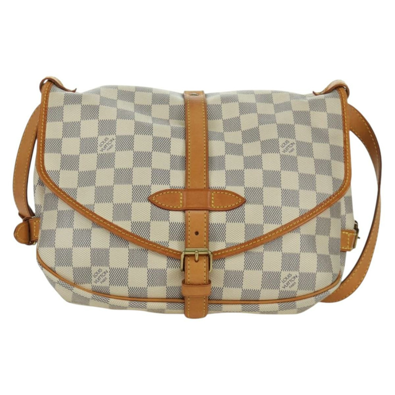 【日本直送】路易威登 Damier Azur Saumur 30 肩背包 SPO N48202 LV Auth ARZ546V-12